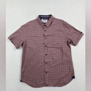 NEW-Level Ten Men's Casual Mauve Patterned Shirt, Size XL
